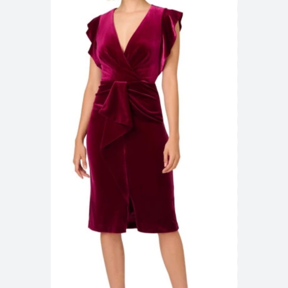Adrianna Papell Burgundy Midi Dress